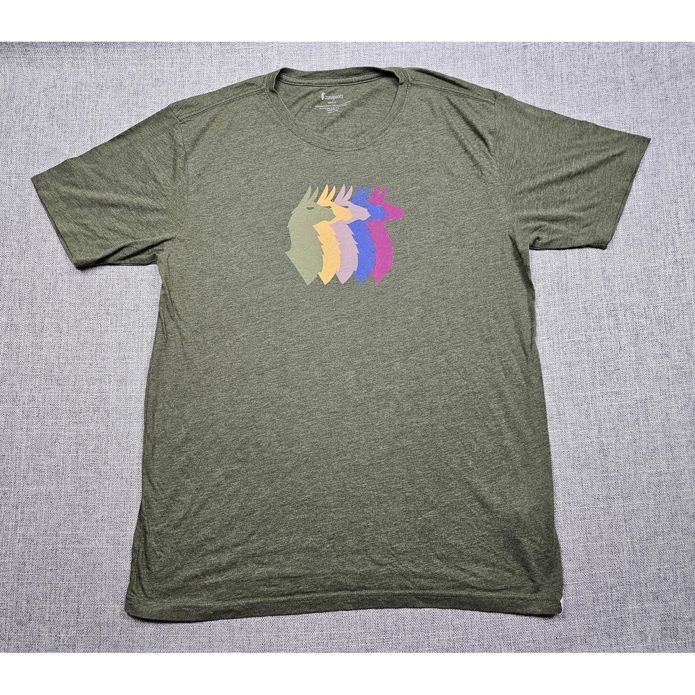 Cotopaxi Shirt Mens XL Green Llama Graphic Tee Tagless Organic Cotton Blend